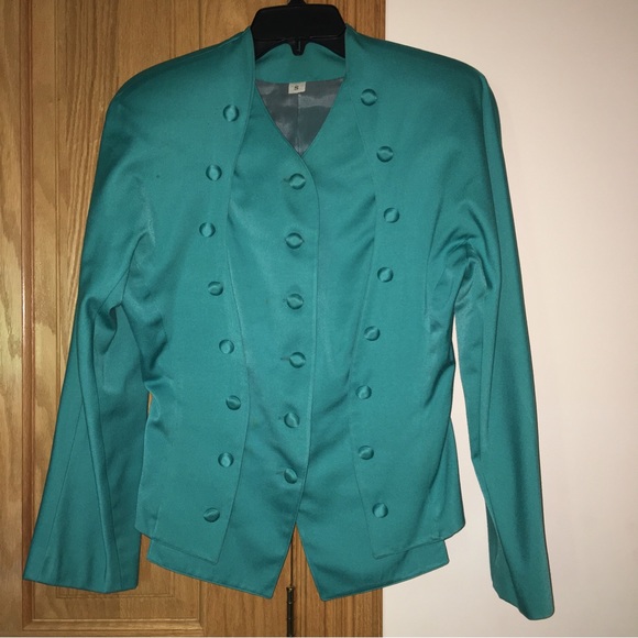 2-piece garment dress skirt suit fully lined size S color teal - Picture 6 of 16